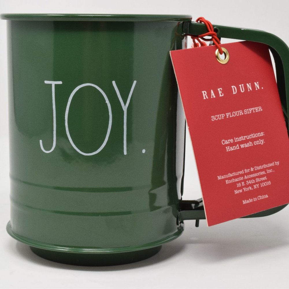 Rae Dunn Joy Flour Sifter Baking Holiday Green New Bake Kitchen Decor Cottagecor